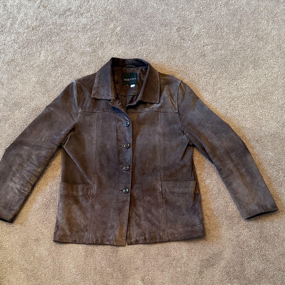 Leather Dark Brown Suede Jacket- M